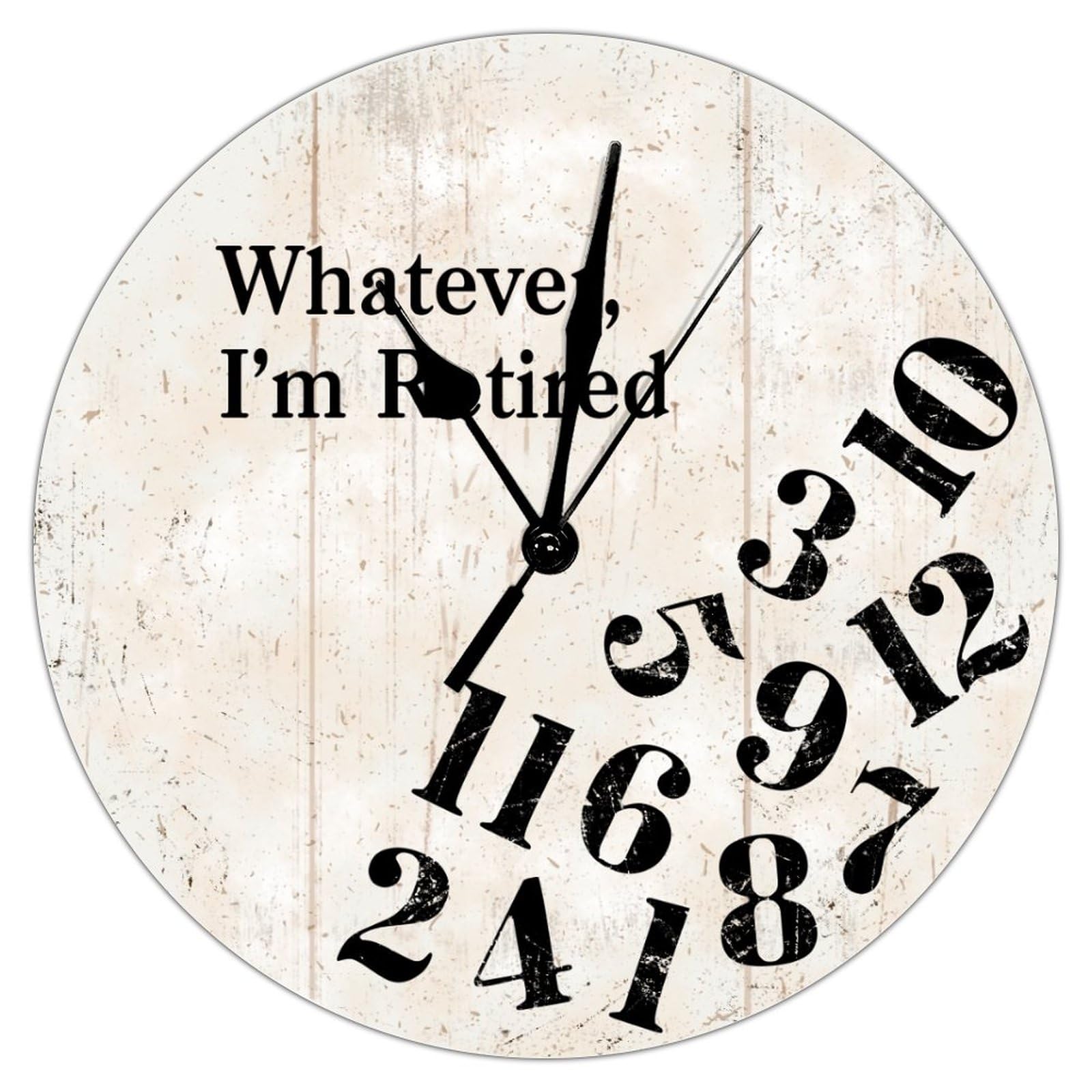15 Inch Rustic White Wooden Wall Clock - Battery Operated Silent Non-Ticking Farmhouse Decor for Living Room, School & Modern Spaces | Perfect Retirement Gift & Home Office Decor