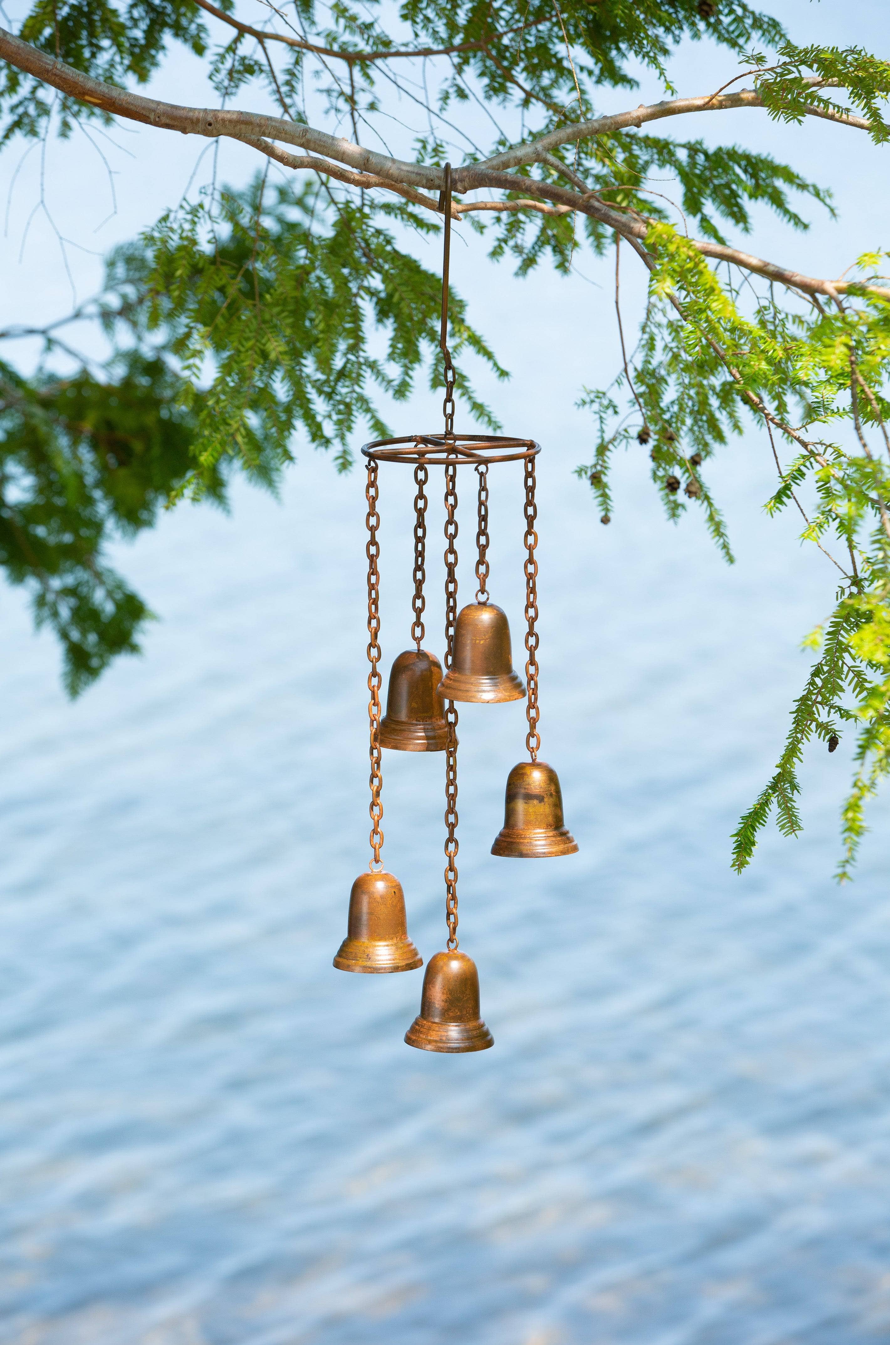 Handmade Temple Bells Circle Wind Chime - Outdoor Garden Decor for Meditation & Relaxation | Perfect for Patio, Balcony, and Zen Spaces