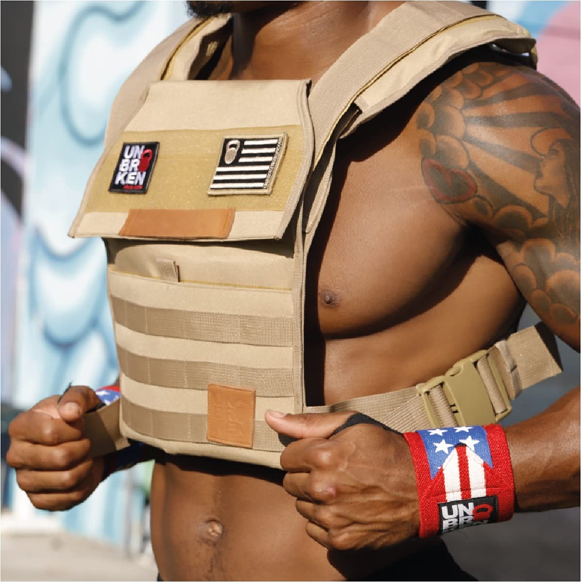 Dresmannst WOD Weight Vest with Sand Plates - Ergonomic & Durable Weighted Vest for CrossFit, Running, Strength Training - Adjustable for Men & Women - Perfect for Gym Workouts, Outdoor Fitness & Military Training (Blue Camo)