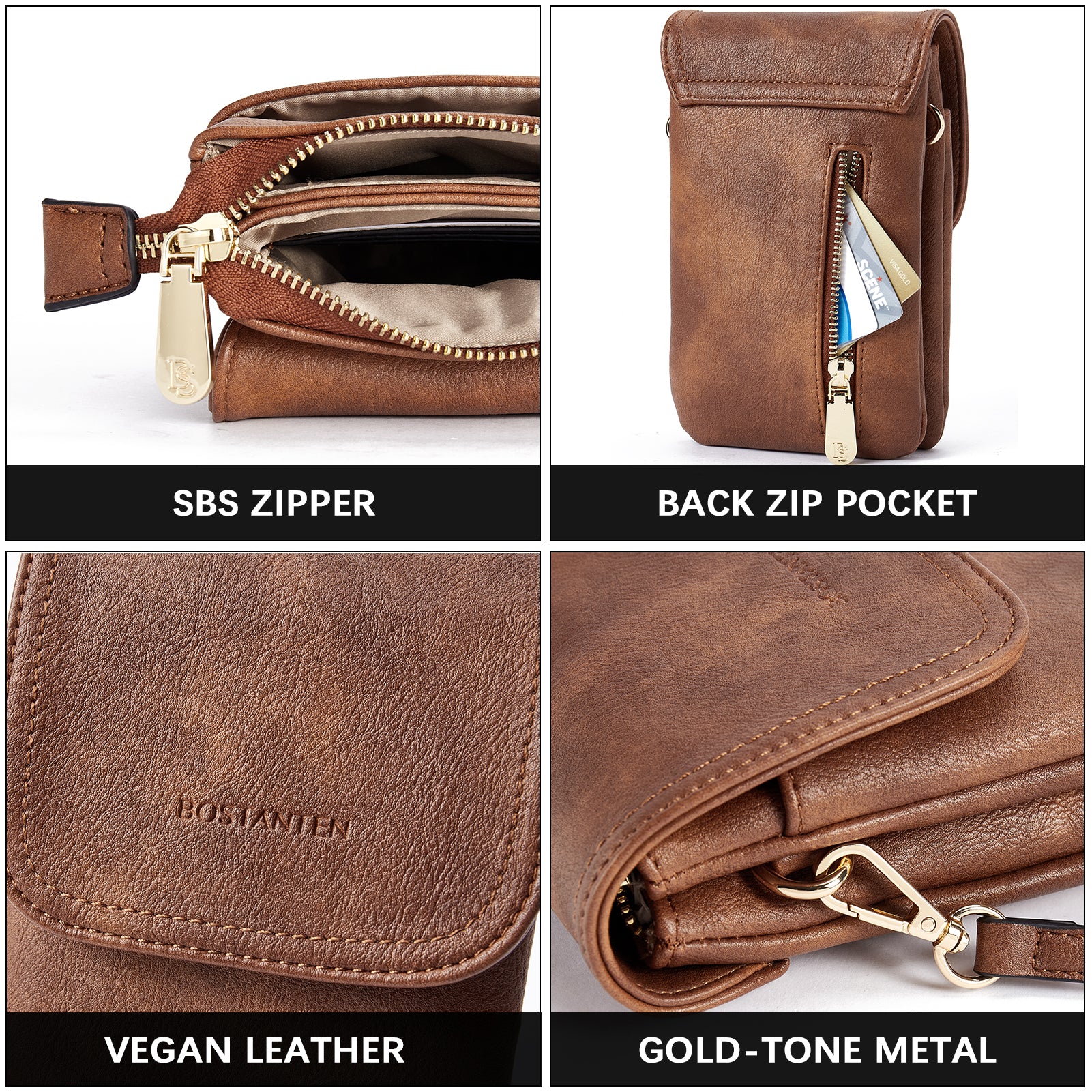 Evelyn Genuine Leather Crossbody Phone Wallet for Women - Stylish Boudoir Design - Perfect for Everyday Use, Travel & Shopping