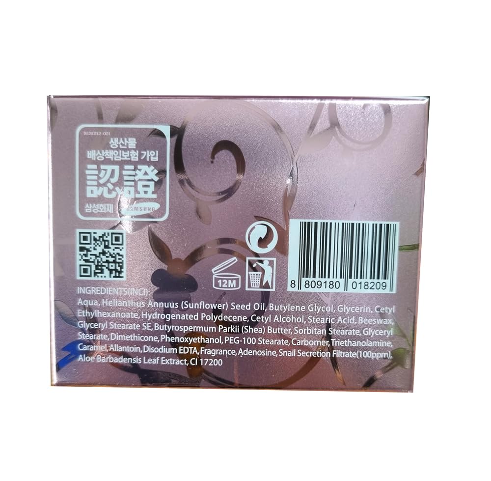 BERGAMO Pure Snail Wrinkle Care Moisturizing Cream 50g - Anti-Aging & Lifting Korean Skincare for Face | Hydrating & Firming for Daily Use & Night Routine