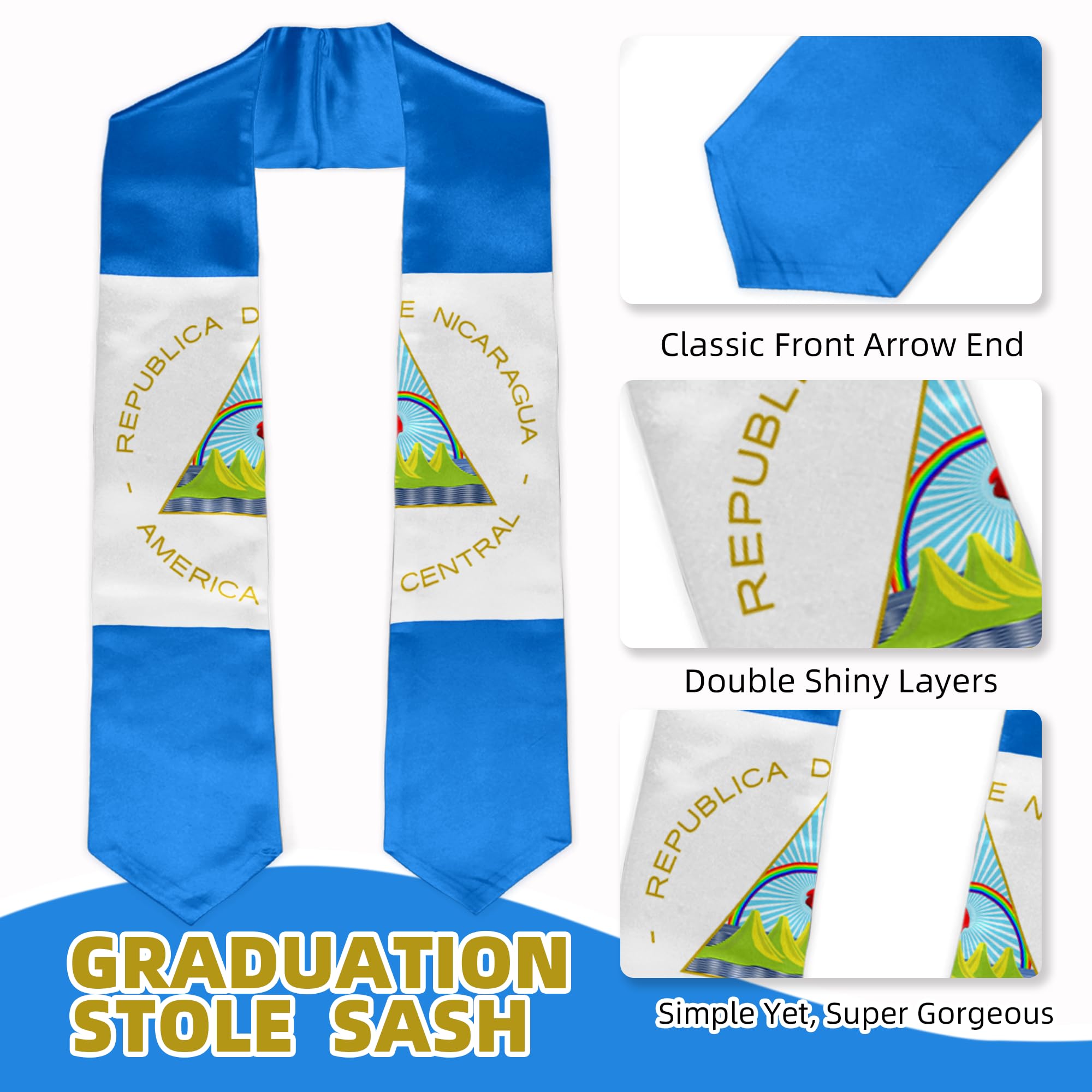 Civilos Unisex Graduation Stole - 72 Inch Honor Sash for Graduation Students - Perfect for Commencement Ceremonies, Academic Achievements & School Pride