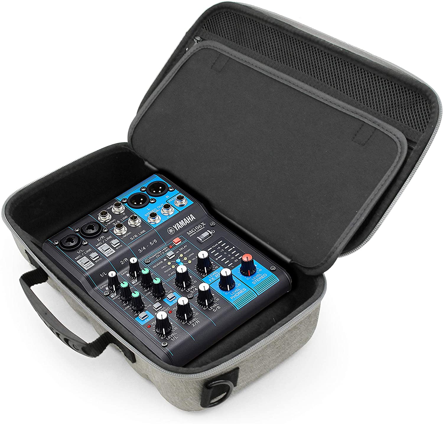 CASEMATIX Gray Professional Audio Mixer Bag - Compatible with Yamaha MG06X & MG06 Mixers, Power Supply & Cables - Durable Gear Case for Live Performances & Studio Recording