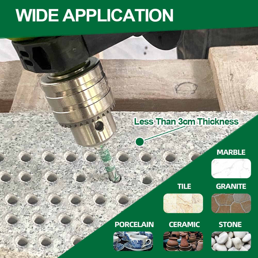 Porcelain Tile Diamond Drill Bits Set - Dry Diamond Hole Saw for Ceramic, Marble, Granite & Stone | Diamond Core Drill Bit Kit with Quick Change Shank | Perfect for Home Renovation, Bathroom Tiling & DIY Projects