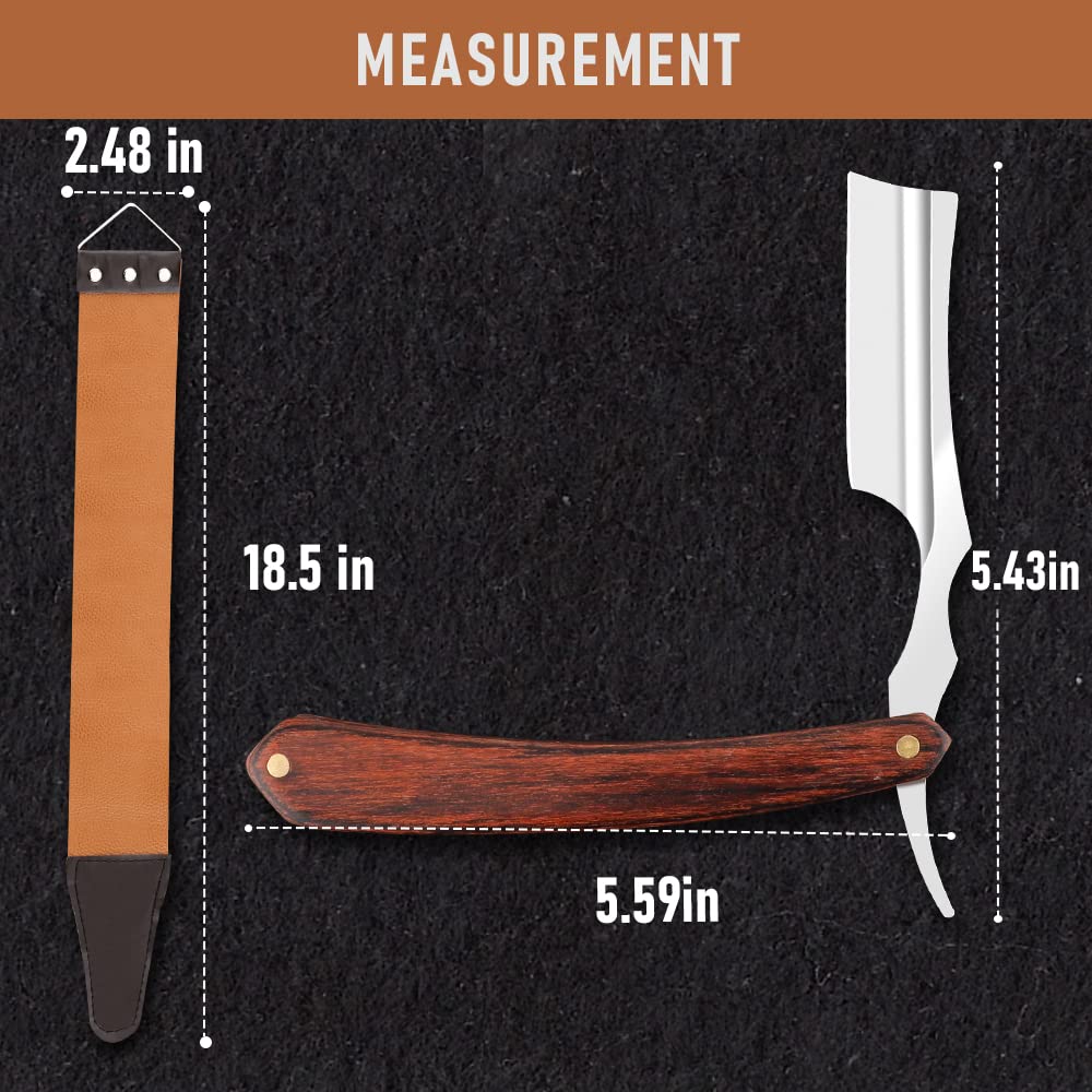 Premium Stainless Steel Straight Razor with Leather Strop - Professional Barber Shaving Razor for Men, Home & Salon Grooming - Perfect for Wet Shaving, Beard Trimming & Classic Shaving Rituals (NO.157)
