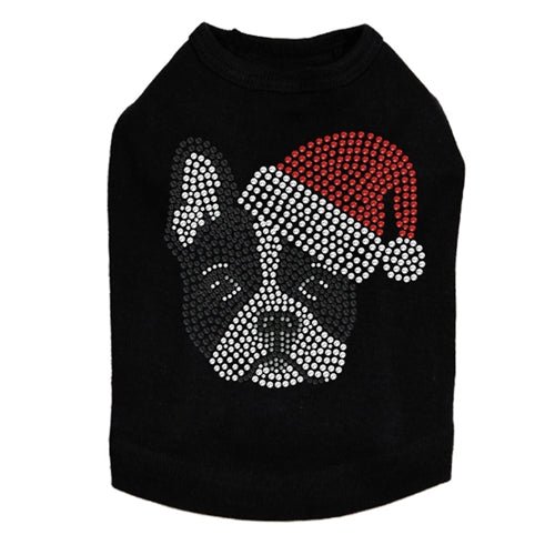 Boston Terrier Christmas Dog Tank Top with Santa Hat - Festive Holiday Pet Apparel for Dogs - Perfect for Christmas Photos & Holiday Parties
