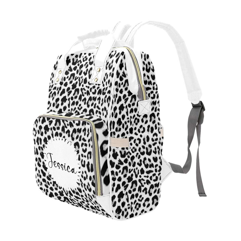 Personalized Leopard Print Baby Diaper Backpack for Moms - Large 15