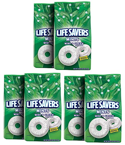 Life Savers Wint-O-Green Hard Candy Mints - 41-Ounce Party Size Bag (3 Packs of 2 Bags) - Refreshing Breath Mints for Office, Travel & Holiday Parties