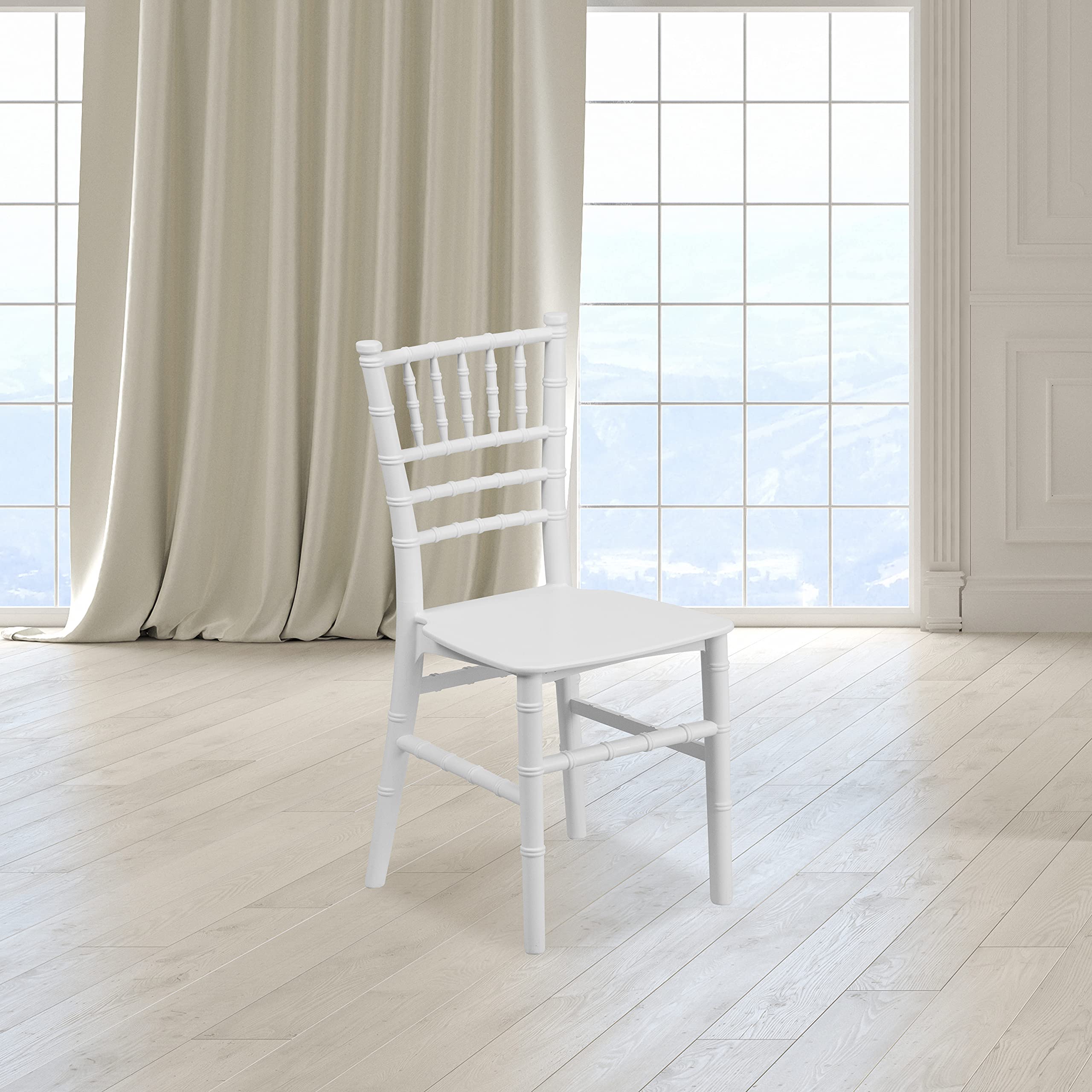 EMMA + OLIVER White Resin Chiavari Chair for Kids - Lightweight Durable Children's Party Chair for Weddings, Events & Home Decor - Perfect for Birthday Parties, Baby Showers & Rental Business