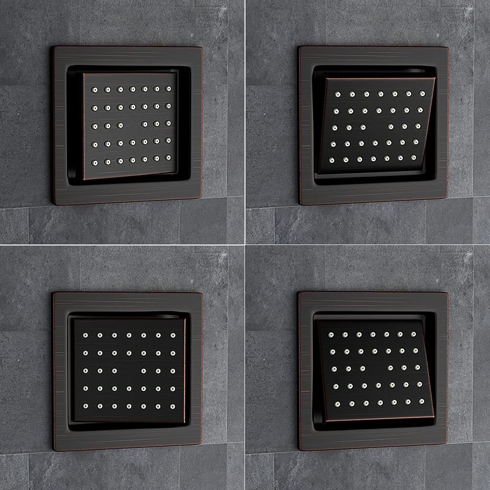 Oil Rubbed Bronze Thermostatic Shower System - 12 Inch Rainfall Shower Head, 6 Body Jets & Handheld Shower | Complete Bathroom Faucet Set for Luxurious Spa Experience at Home
