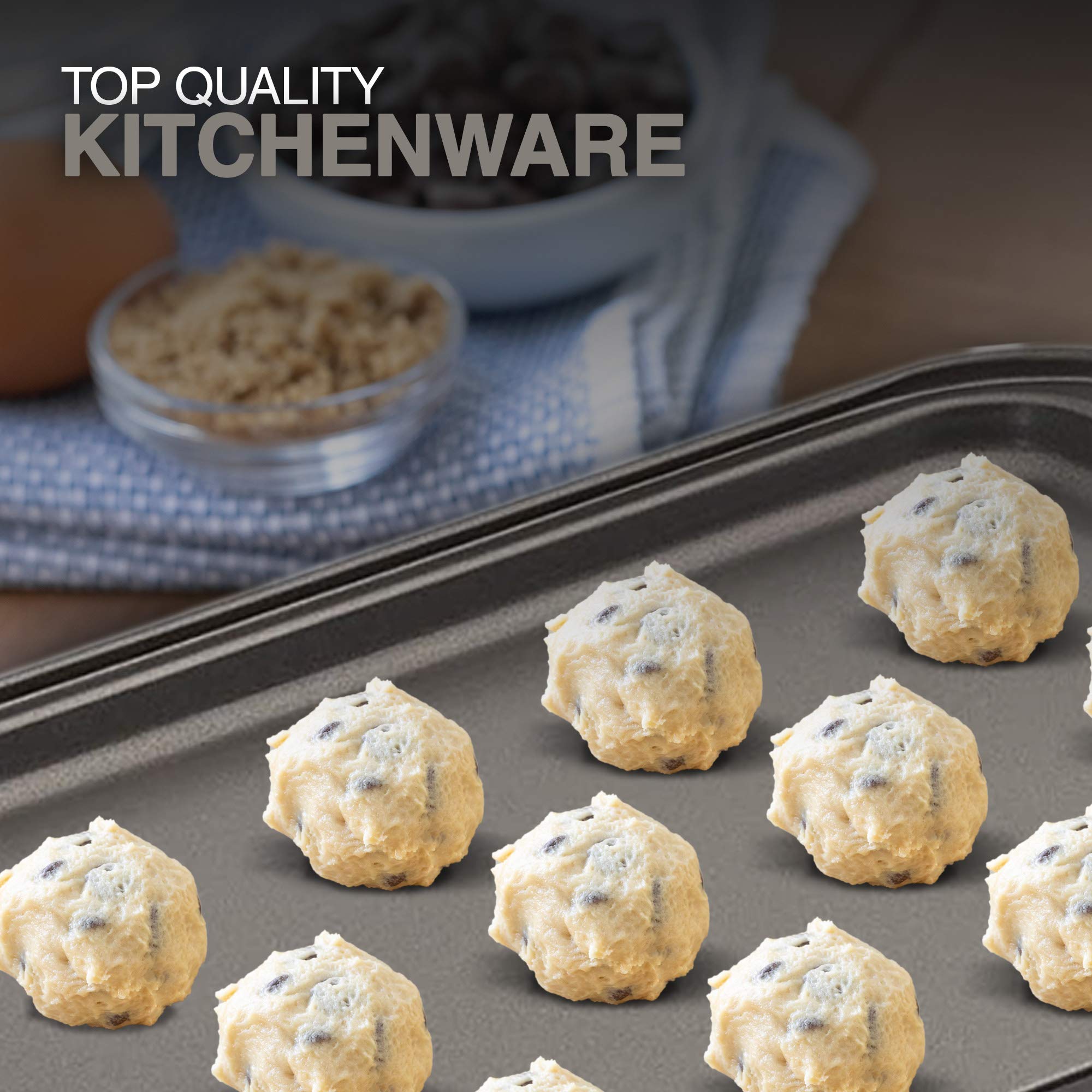 Premium Nonstick Baking Sheet 10x15 Inch - Heavy Duty Steel, Oven Safe, Rust & Scratch Resistant - Perfect for Cookies, Pastries, Bread & Pizza - Ideal for Home Baking, Commercial Kitchens & Restaurant Use