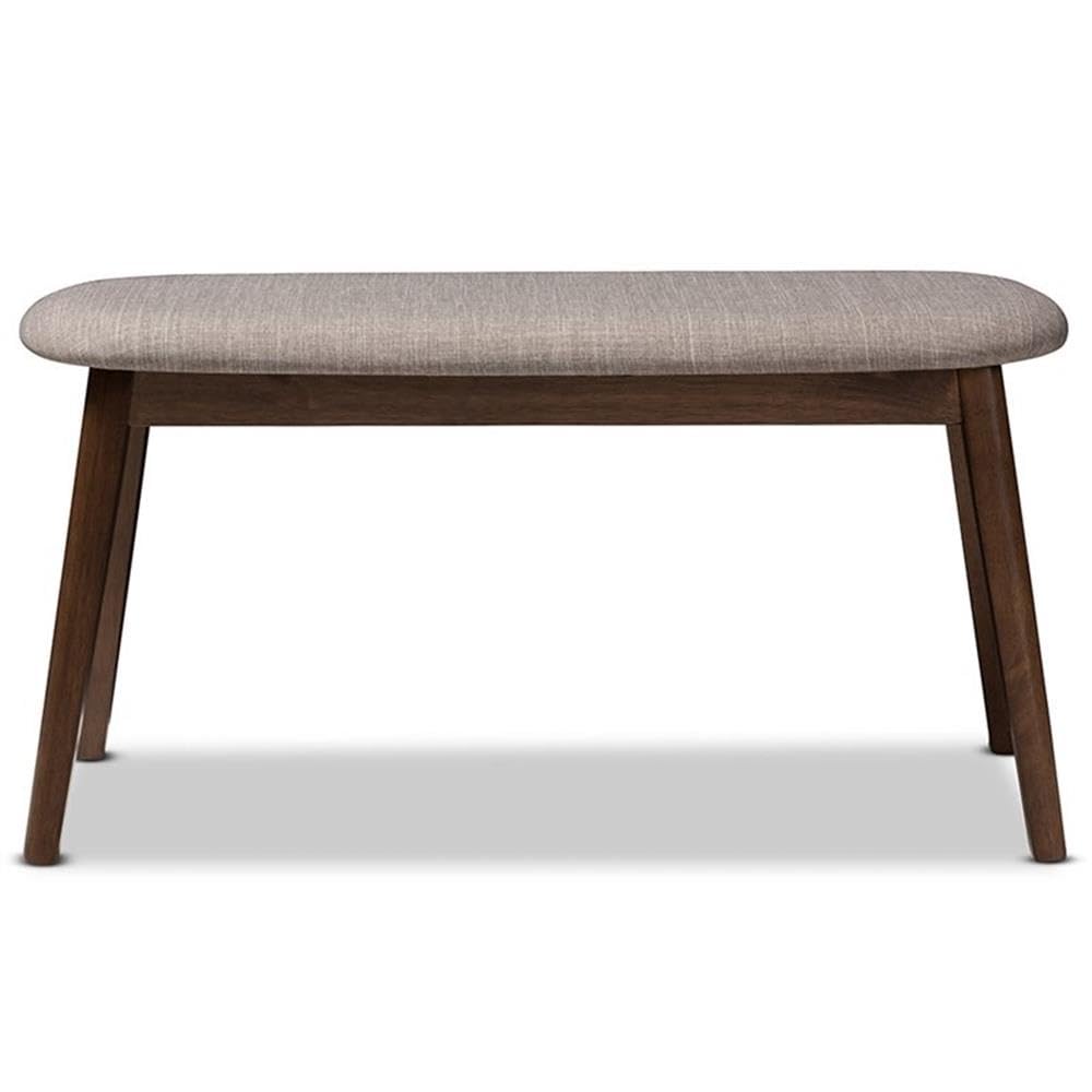 Baxton Studio Easton Upholstered Bench - Light Gray Fabric with Walnut Brown Wood Legs | Entryway, Bedroom & Living Room Seating Furniture