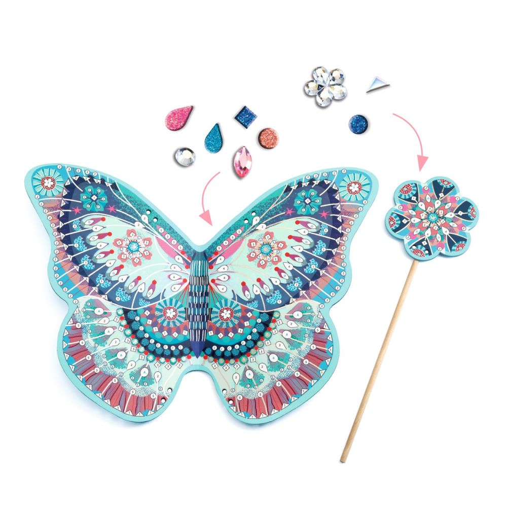 DIY Fairy Wings Mosaic Kit for Kids - Djeco Like A Fairy Creative Art Project | Perfect for Birthday Gifts & Imaginative Play