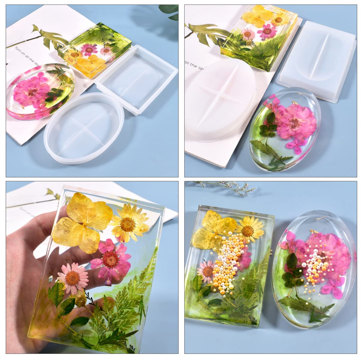 ARTIBETTER 2-Piece Silicone Soap Dish Mold Set - Resin Soap Holder, Sponge Scrubber Ring Dish & Jewelry Tray for Epoxy Resin Casting - Perfect for DIY Bathroom Decor, Handmade Coasters & Craft Projects