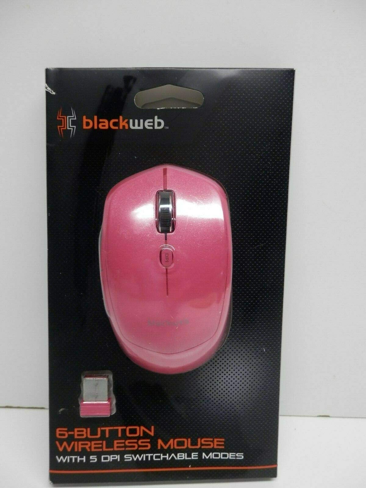 Blackweb 6-Button Wireless Gaming Mouse with 5 Adjustable DPI Settings (Up to 2400 DPI) - Ergonomic Pink Computer Mouse for PC, Laptop, Mac - Perfect for Gaming, Office Work & Graphic Design
