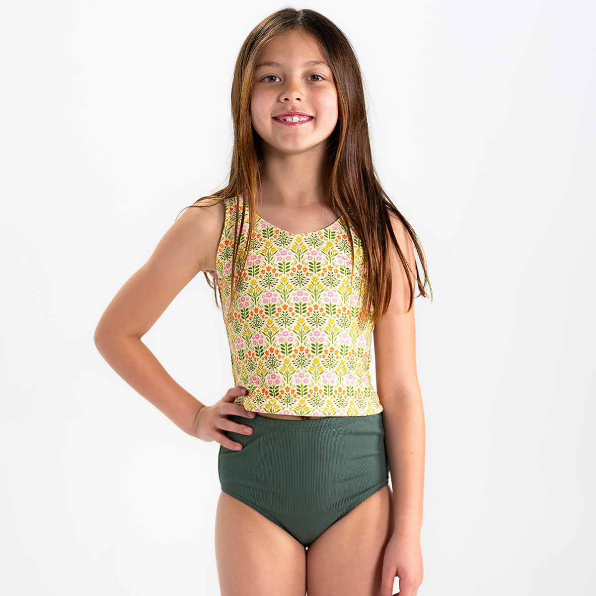Girls V Neck Tankini Top - Comfortable Swimwear for Kids - Perfect for Beach, Pool & Summer Activities