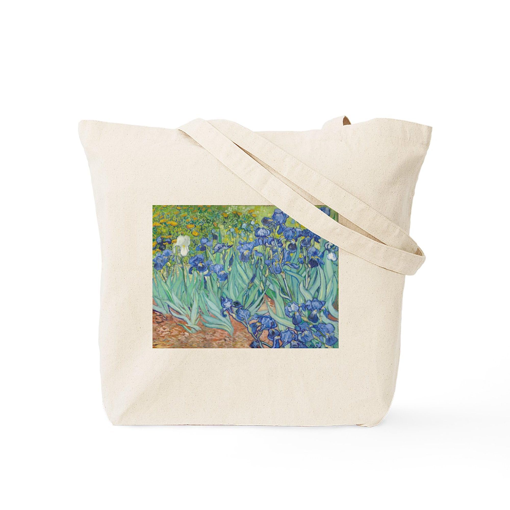 Vincent Van Gogh Irises Tote Bag - Natural Canvas Reusable Shopping Bag for Groceries, Beach & Daily Use