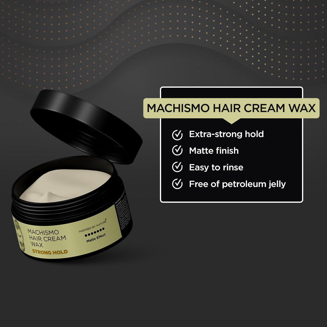 The Man Company Machismo Stronghold Hair Wax for Men - 100g Matte Finish Styling Wax with Volume | Non-Sticky & Long-Lasting Hold | Perfect for Pompadour, Quiff & Spiky Hairstyles | Salon-Quality Men's Grooming Product