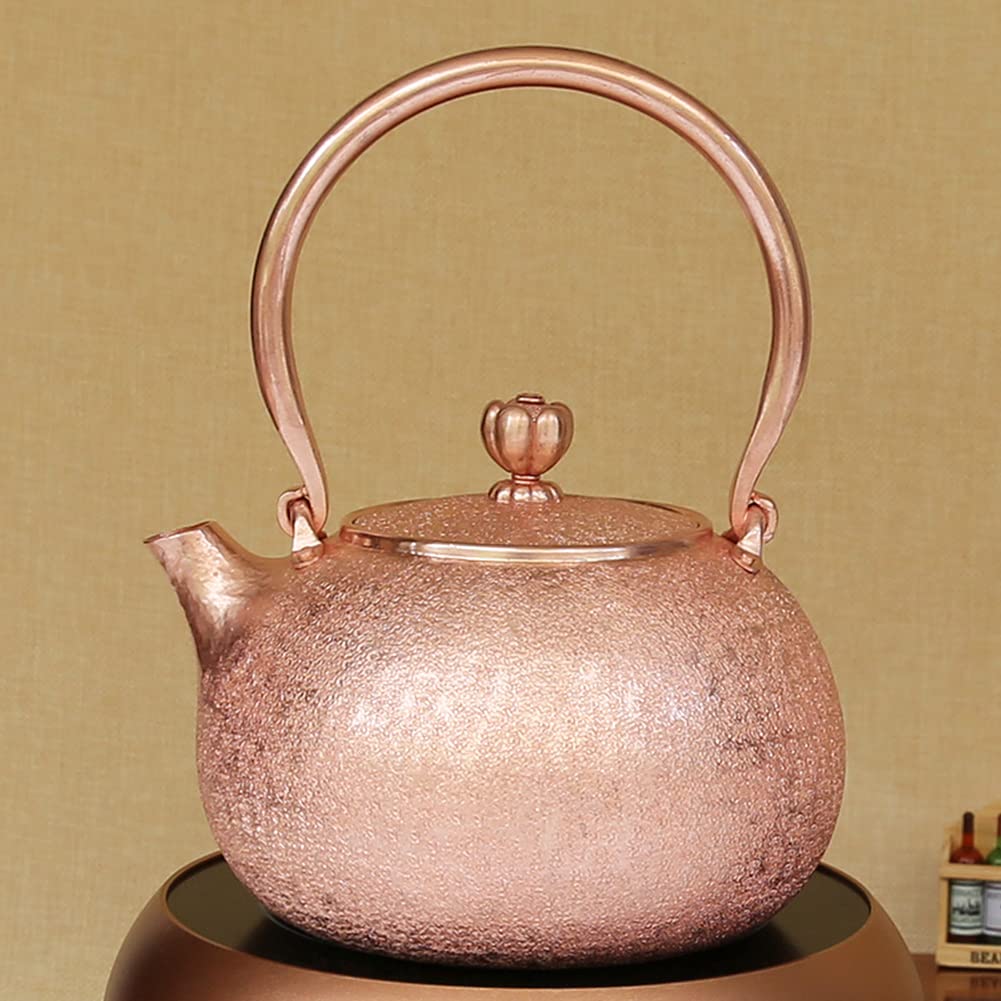 Handmade Pure Copper Tea Kettle - Traditional Stovetop Boiling Pot for Tea Brewing & Home Decor - Perfect for Tea Lovers, Gift Giving & Rustic Kitchen Style