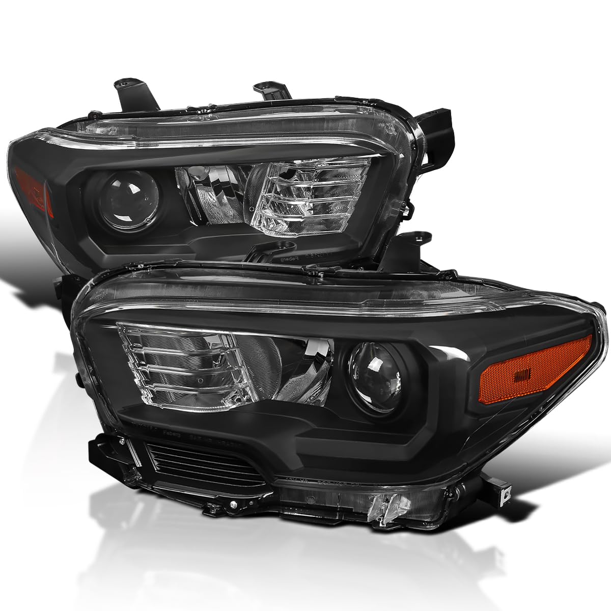Spec-D Tuning Black Projector Headlights for 2016-2022 Toyota Tacoma - Non-LED DRL Compatible - Left & Right Pair Headlight Assembly - Upgrade for Night Driving & Off-Road Adventures