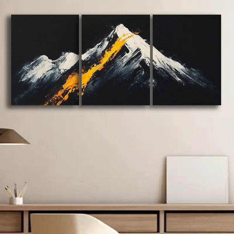 3-Piece Mountain Top Metal Print Wall Art - Ready to Hang Landscape Decor for Living Room, Bedroom & Office