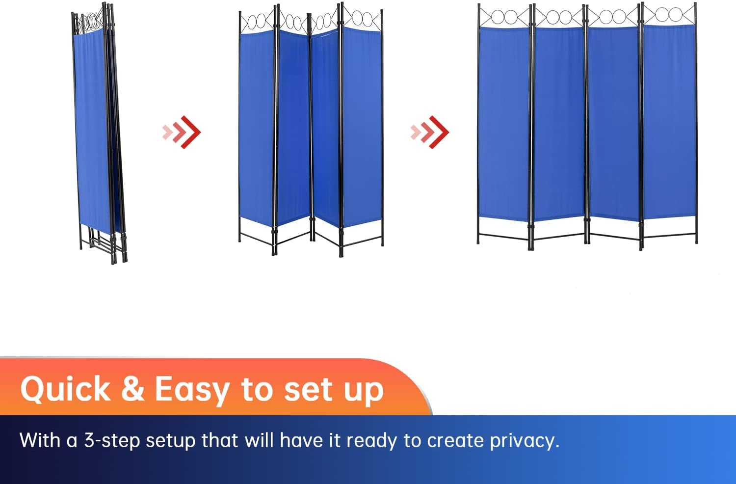 4 Panel Folding Room Divider Privacy Screen - 68