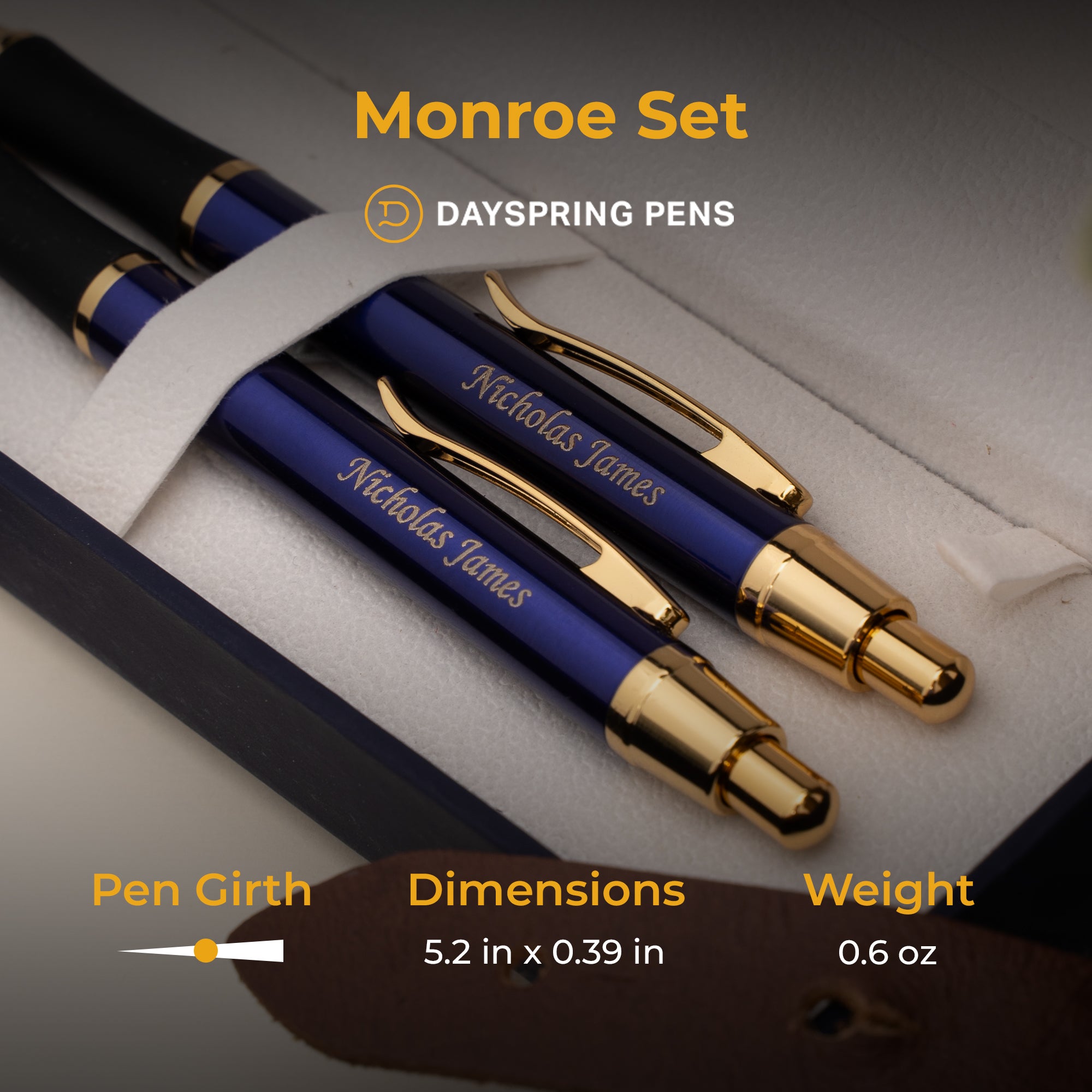 Dayspring Monroe Premium Ballpoint Pen and Mechanical Pencil Set - Blue Ink, Elegant Writing Instruments for Office, School & Gift Giving