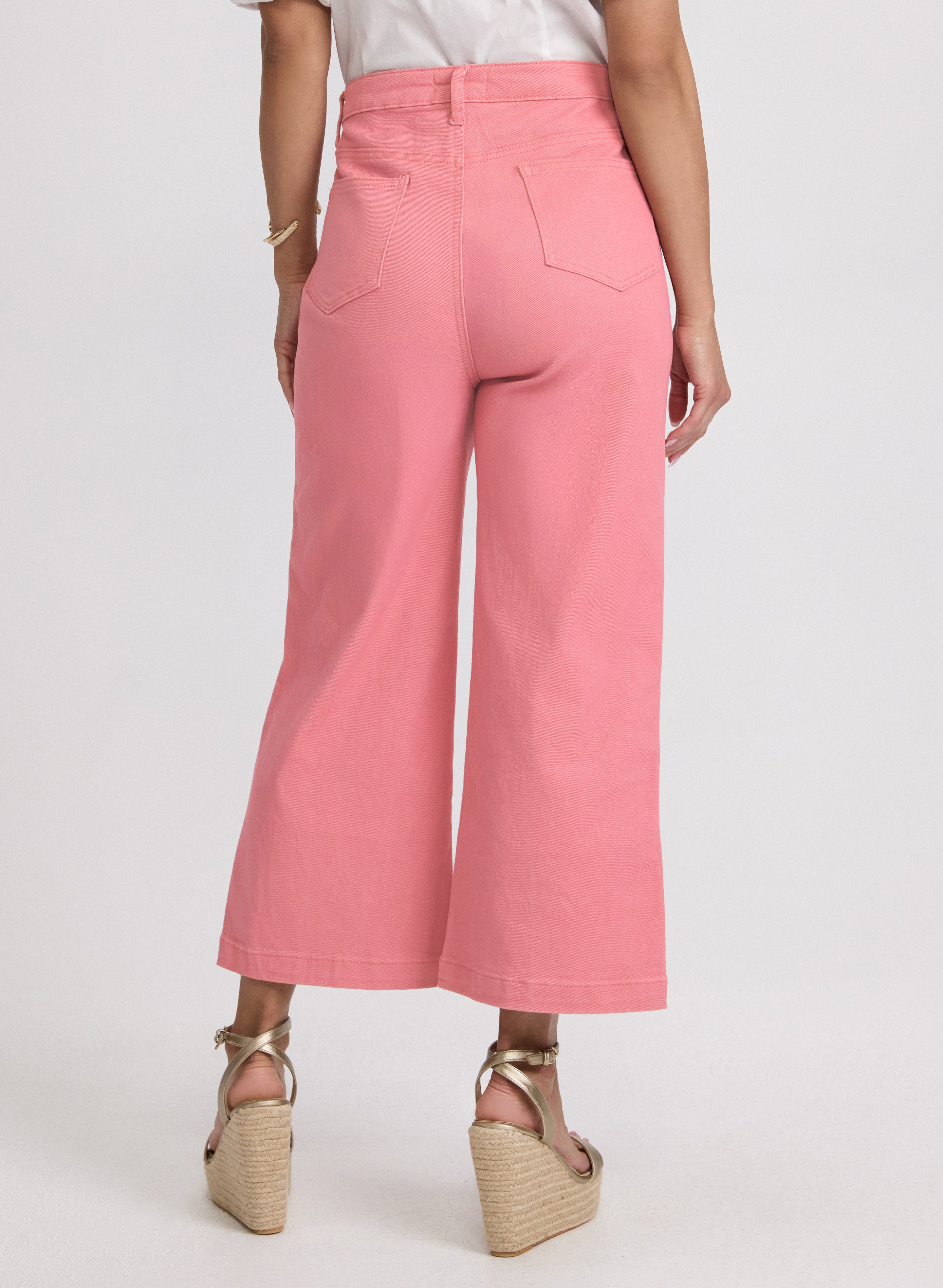 Cropped Flare Leg Jeans for Women - High Waisted Stretch Denim Pants - Vintage 70s Style Jeans for Casual Outfits & Boho Fashion