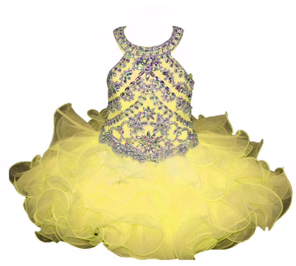 Custom Crystal Baby Girl Pageant Dress - Elegant Toddler Tutu Cupcake Gown for Birthday & Special Occasions | Perfect for National Pageants, Photoshoots & First Birthday Celebrations