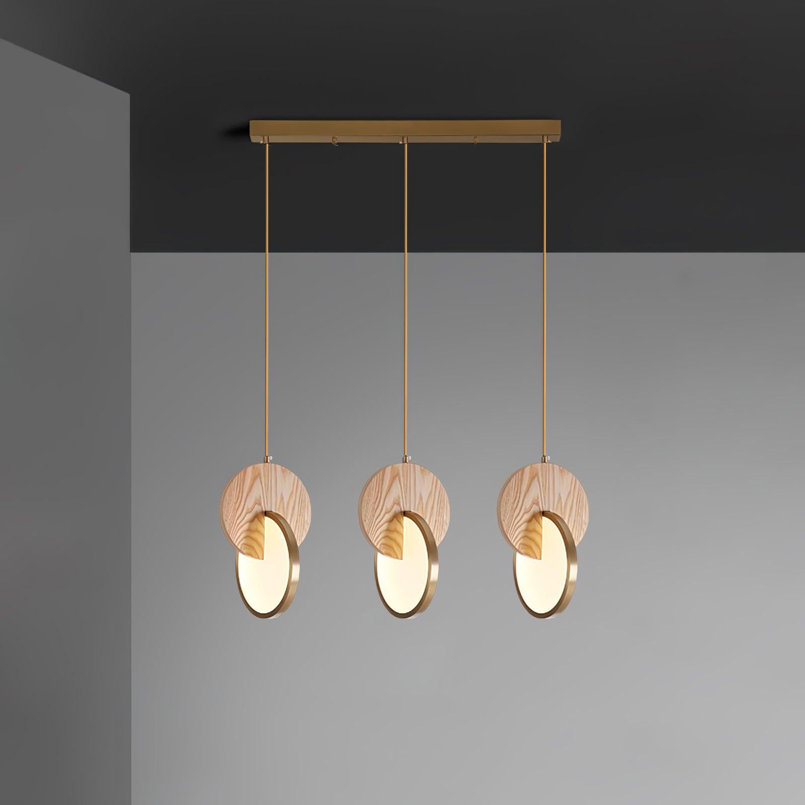 Modern Double Disk Pendant Light - Adjustable Hanging Chandelier for Dining Room, Kitchen Island & Living Room Decor