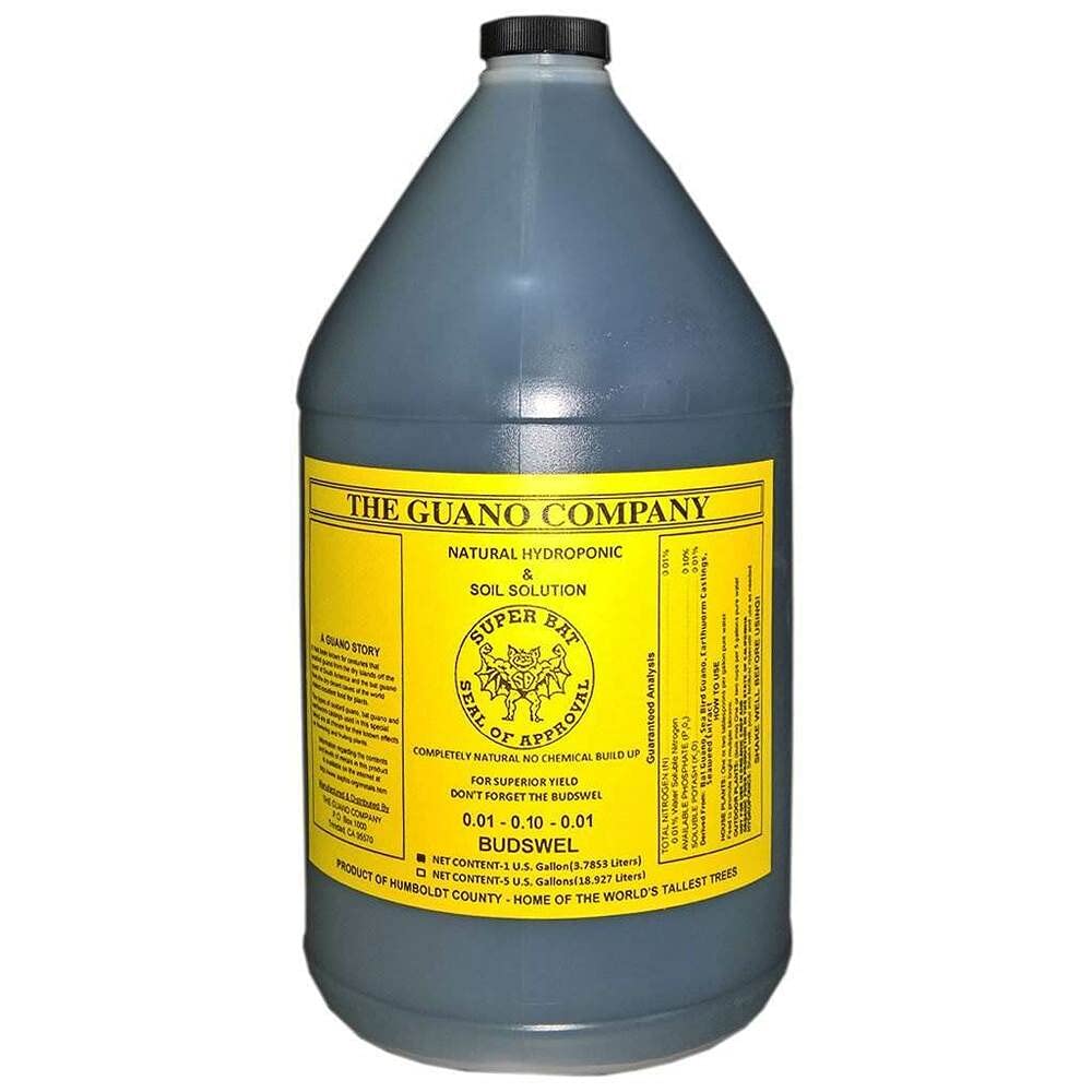 Super Bat Budswel Soil Nutrient - 1 Gallon Organic Plant Fertilizer for Vegetables, Flowers & Herbs - Ideal for Indoor & Outdoor Gardening, Hydroponics & Composting