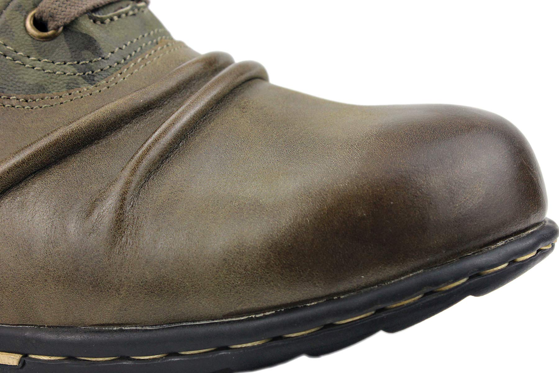 OSSTONE Men's Fashion Moto Boots - Leather Chukka Boots with Zipper, Casual Shoes OS-5008-8-US | Perfect for Motorcycle Riding, Outdoor Adventures & Everyday Wear