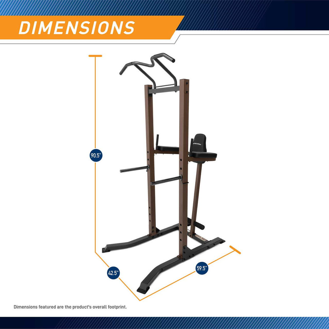 SteelBody STB 98501 Power Tower - Heavy Duty Pull Up & Dip Station for Home Gym - Perfect for Strength Training, Calisthenics & Full Body Workouts