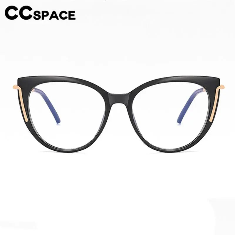 CCspace Women's Full Rim Cat Eye Titanium Eyeglasses Frame 56963 - Lightweight & Durable Glasses for Work, Reading & Fashion
