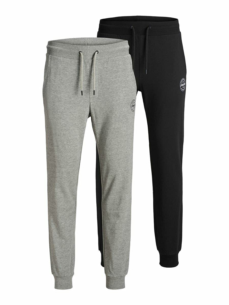 JACK & JONES Men's Jjigordon Jjshark Sweatpants 2-Pack - Comfortable Casual Jogger Pants for Gym, Lounge & Everyday Wear