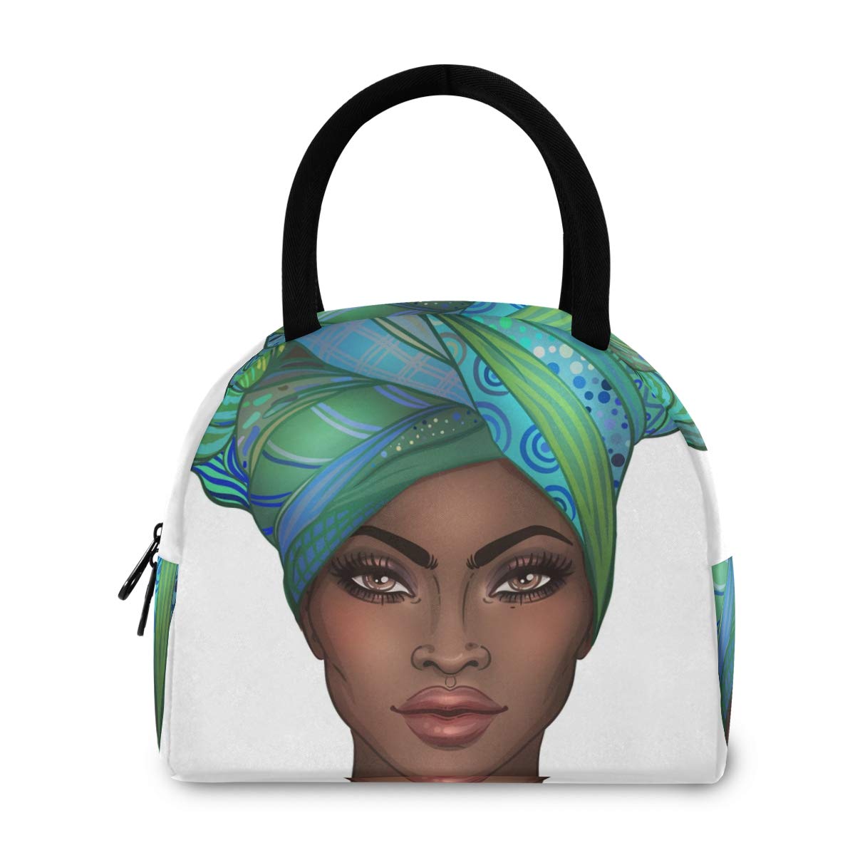 Insulated Lunch Bag Cooler Tote for Women - Leakproof African American Pretty Girl Design - Perfect for Work, School, Picnics & Outdoor Activities