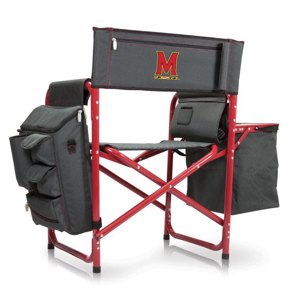 PICNIC TIME NCAA Maryland Terrapins Fusion Camping Chair with Side Table & Soft Cooler - Portable Outdoor Folding Chair for Beach, Lawn, Tailgating, and Backyard Relaxation - Heavy Duty Camping Chairs for Adults