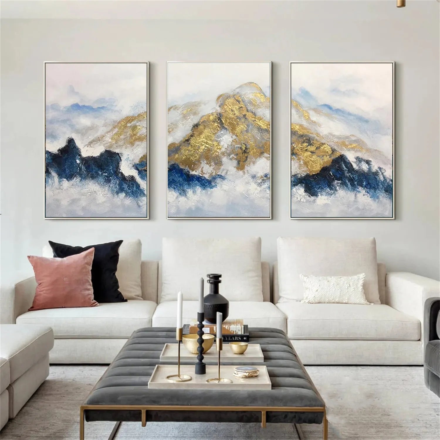 Abstract Painting Set of 3 - Modern Wall Art Canvas Prints for Living Room, Bedroom & Office Decor | #AB221