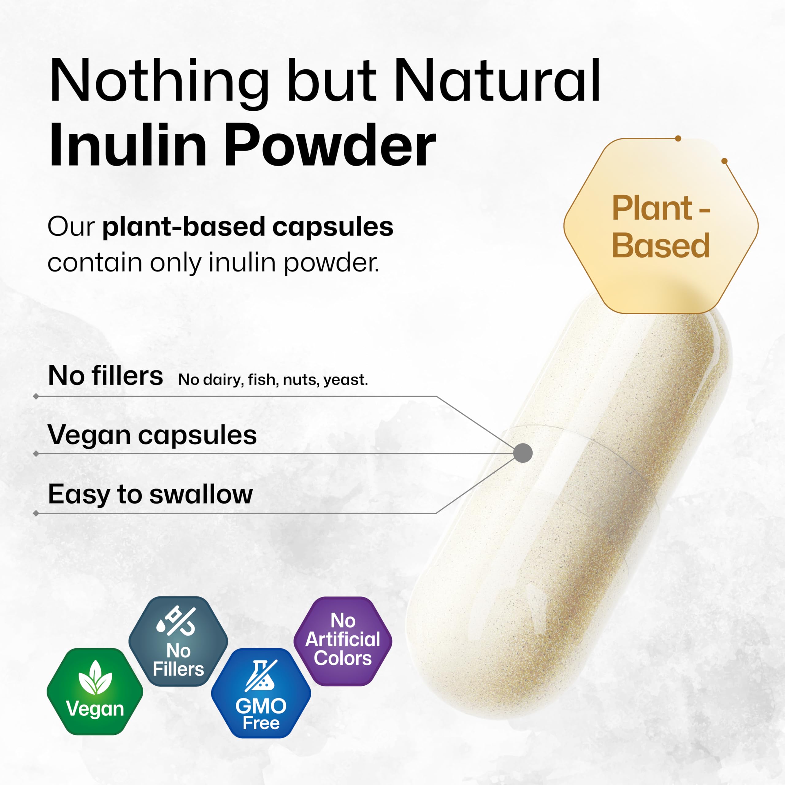 BIO KRAUTER Inulin Powder Capsules 1200mg - 100 Count Pure Soluble Fiber Supplement | Chicory Root Fiber for Digestive Support | Vegan, Non-GMO | Supports Gut Health & Weight Management | Perfect for Smoothies, Coffee & Baking
