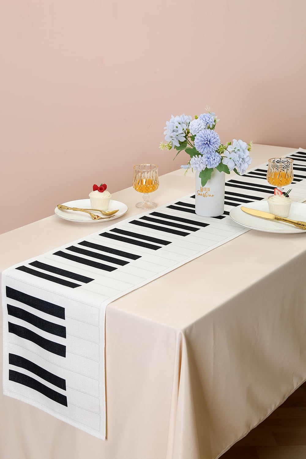 Elegant Piano Table Runner (12x72 Inch) - Cotton Linen Tablecloth for Wedding, Bridal Shower, Birthday Party Decorations - Perfect for Music Themed Events, Jazz Parties & Housewarming Gifts - Ideal for Dining Table, Buffet Table & Party Decor