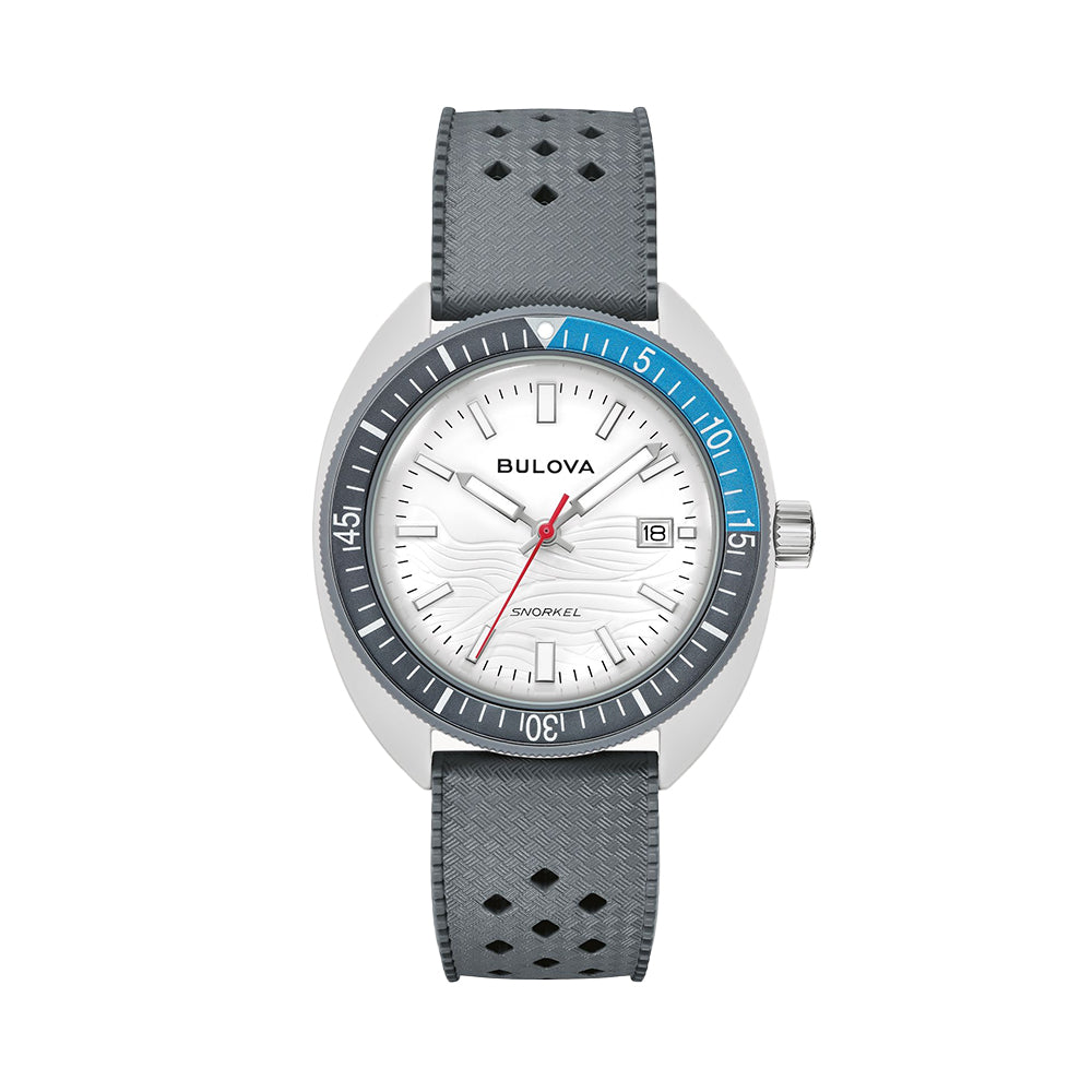 Great White Shark 41mm Snorkel Watch with White Dial & Rubber Strap - Perfect for Diving, Swimming & Water Sports
