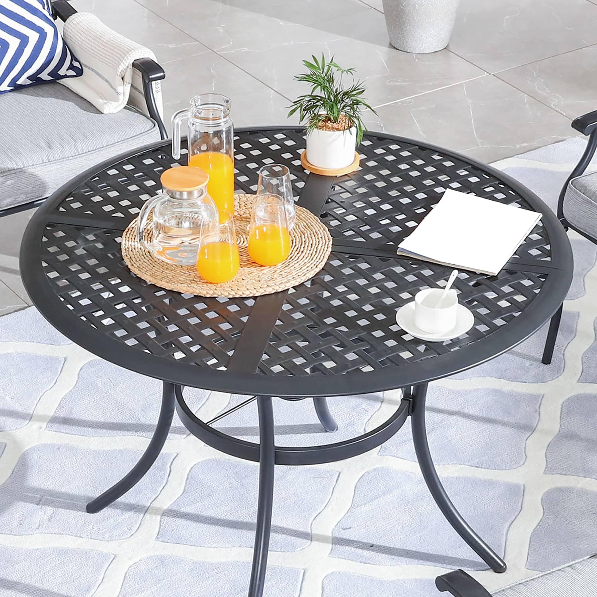 PatioFestival 5-Piece Heavy-Duty Round Outdoor Dining Set with 4 Stackable Chairs - Perfect for Backyard, Garden, Patio & Indoor Dining | Weather-Resistant Outdoor Furniture
