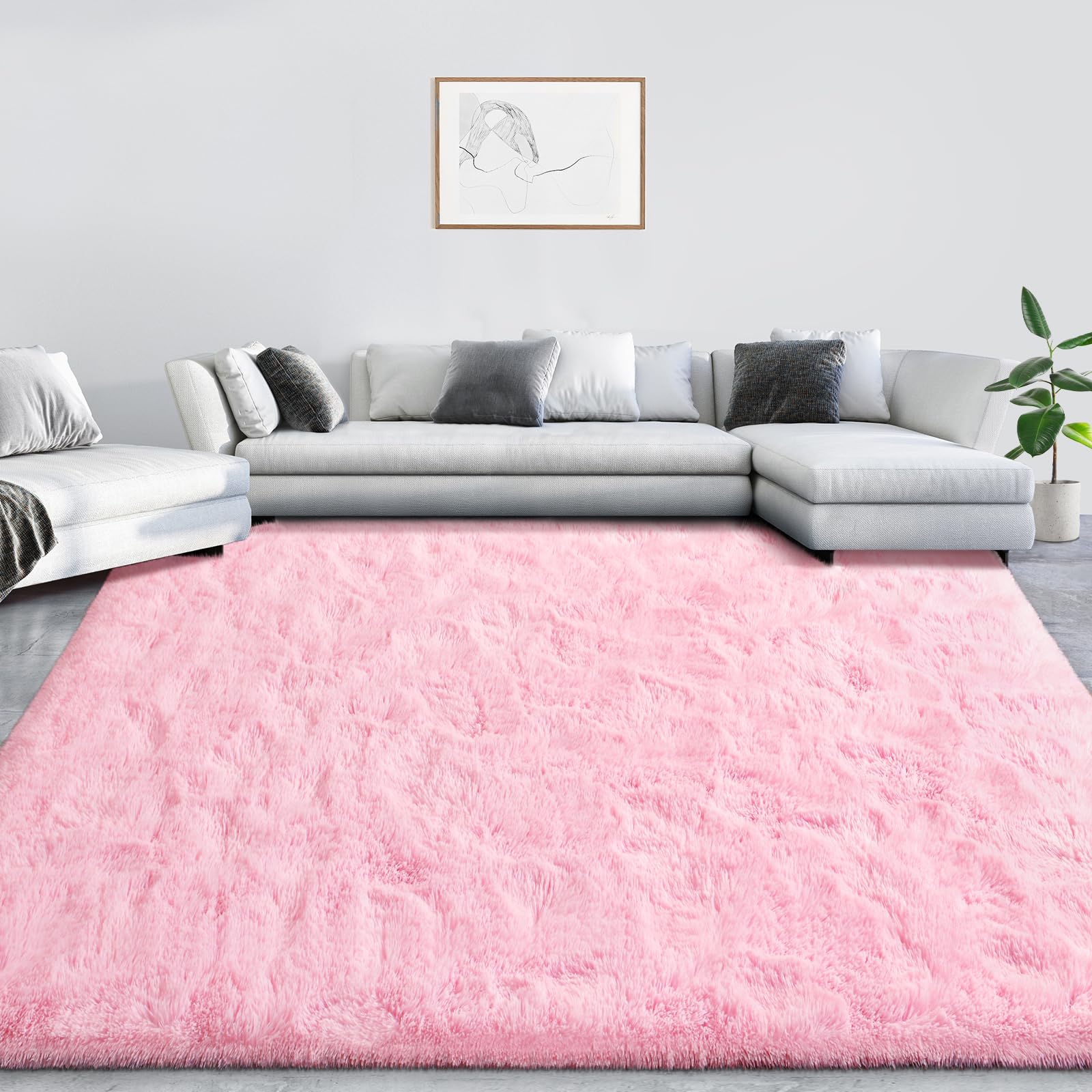 Lascpt Super Soft Shag Area Rug - 3x5 ft Plush Pink Carpet for Living Room, Girls Bedroom & Nursery | Modern Fuzzy Floor Mat for Kids Room, Dorms, Office Decor | Cozy Home Accent for Women & Boys