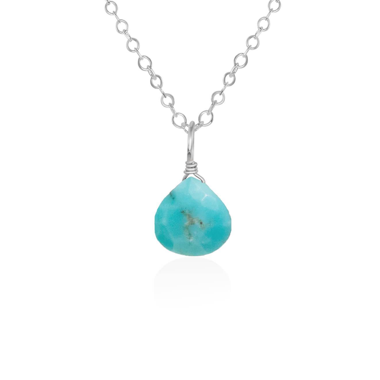 Tiny Turquoise Teardrop Crystal Pendant Necklace - Elegant Dainty Jewelry for Women, Perfect for Everyday Wear, Parties & Gifts