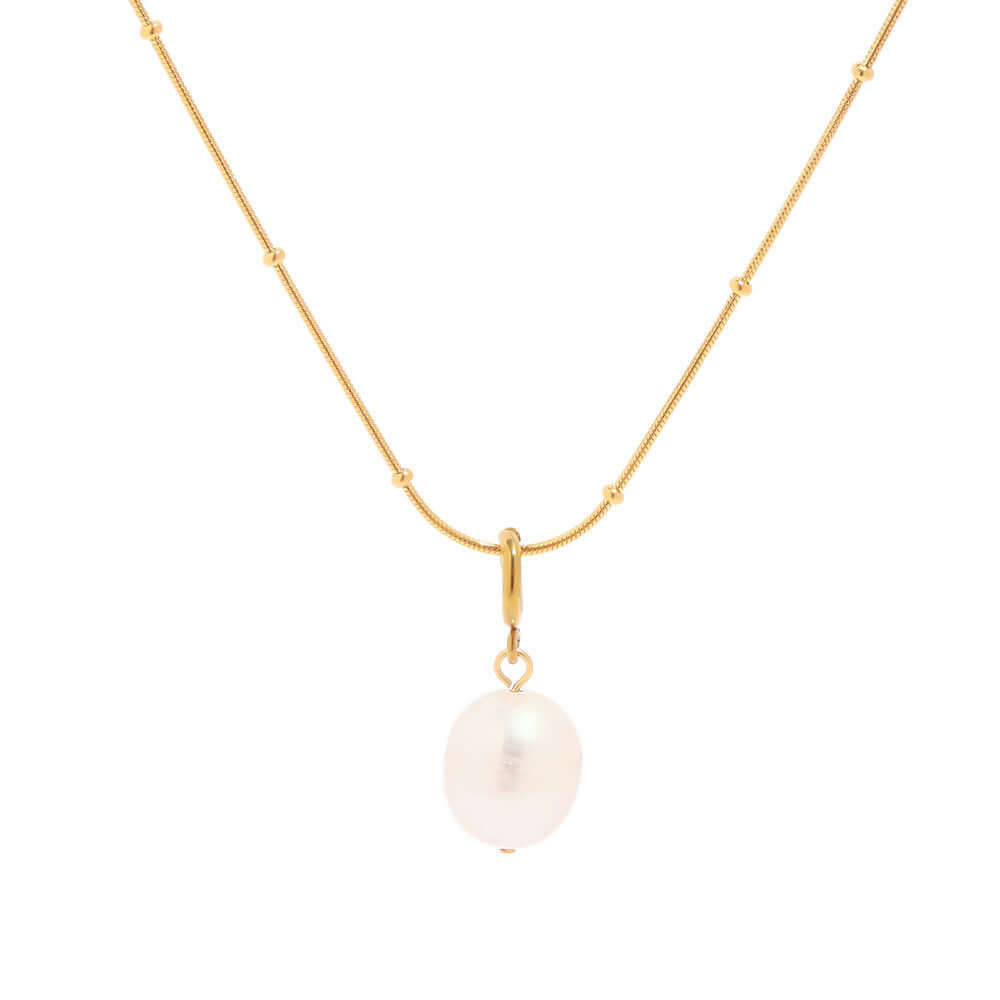18K Gold Plated Satellite Pearl Pendant Necklace for Women - Elegant Dainty Jewelry Gift for Birthday, Anniversary & Valentine's Day | JDN489
