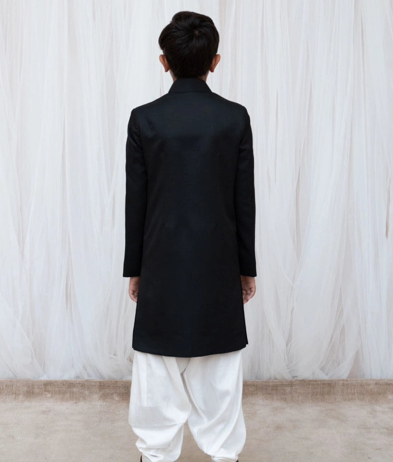 Pre Order: Premium Black Sherwani Set for Men - Elegant Indian Wedding Attire & Formal Occasions