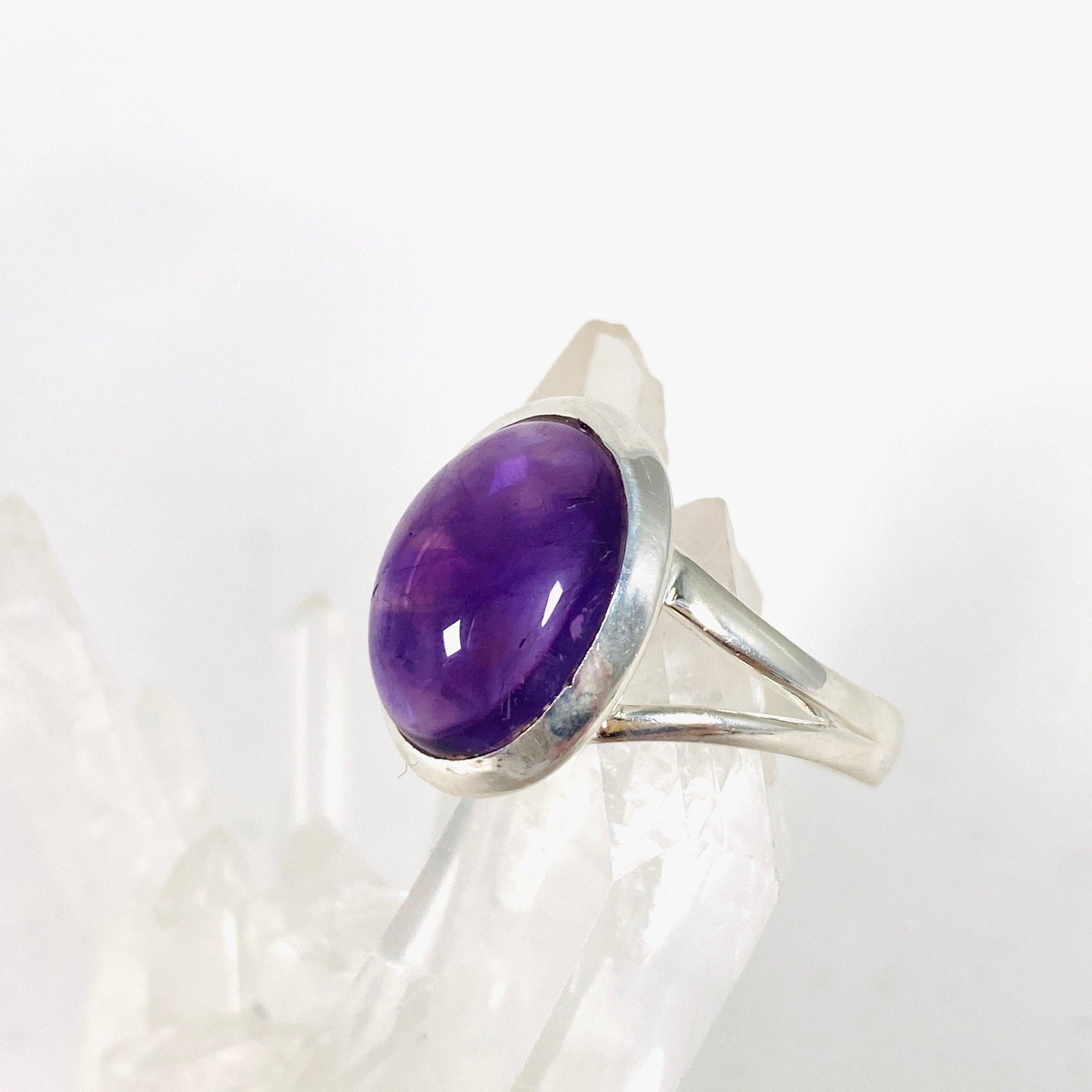 Amethyst Oval Ring for Women - Size 10 - KRGJ2951 - Elegant Purple Gemstone Jewelry for Everyday Wear & Special Occasions