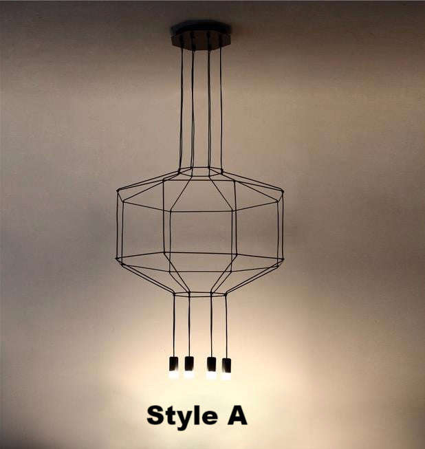 Modern Black Wire Chandelier - Elegant Ceiling Light Fixture for Dining Room, Bedroom, or Living Room Decor