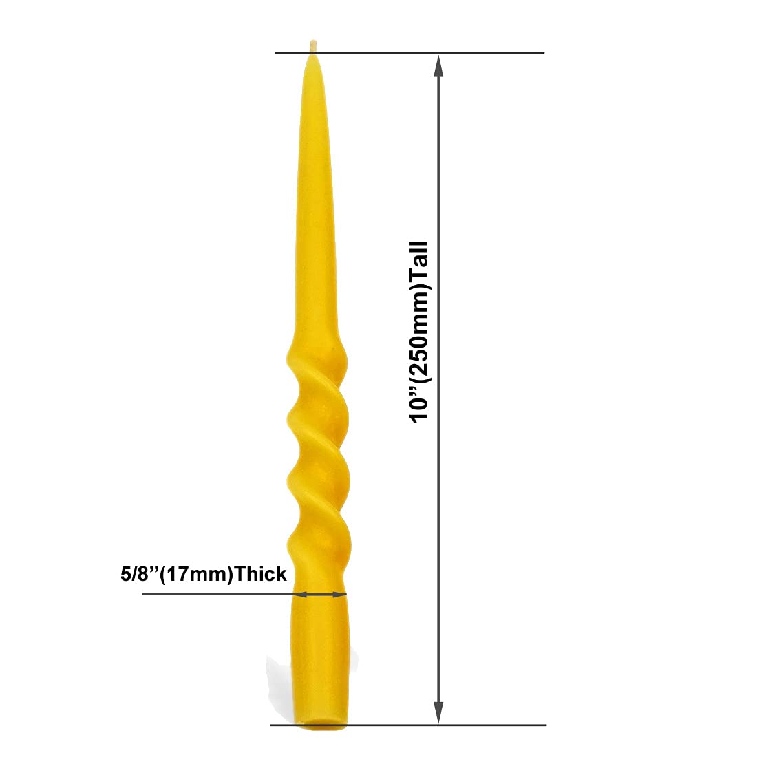 100% Pure Organic Beeswax Spiral Twist Taper Candles - Handmade Set of 10 (10