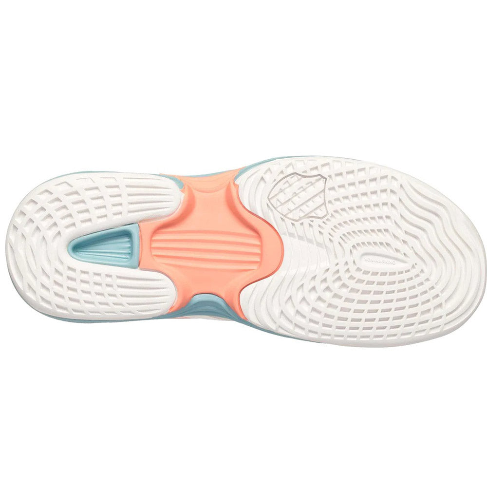 K Swiss SpeedTrac Junior Tennis Shoes for Boys & Girls - Lightweight White/Nile Blue Court Sneakers for Kids Tennis Training & Match Play